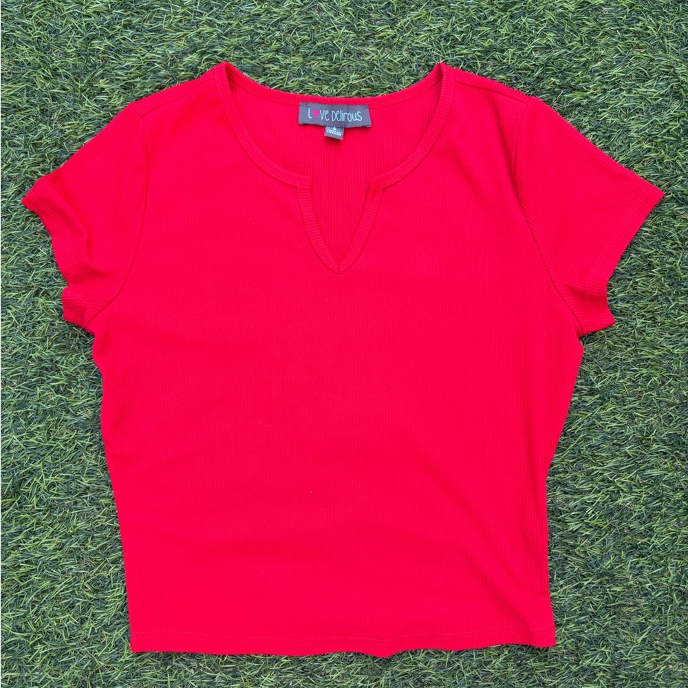 Delirious Women's Bright Red Ribbed Crop Top